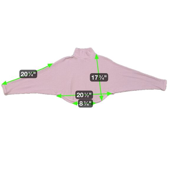 Pilcro Ribbed Turtleneck Batwing Cropped Sweater XS Pink Soft Cozy Quiet Luxury - Picture 6 of 6